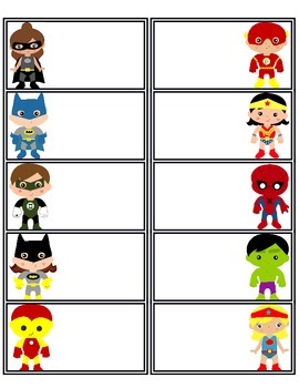superhero labels by tiffany li teachers pay teachers