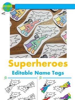 Preview of Superhero Name Tags (Editable Word Document)