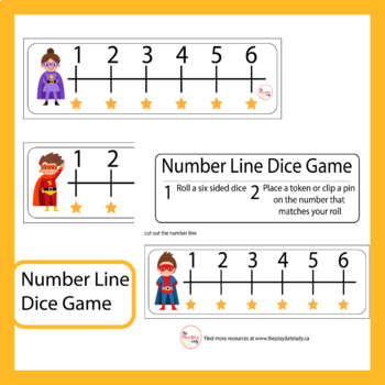 Preview of Superhero Number Line Dice Game
