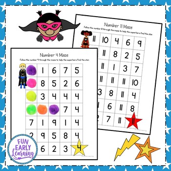 superhero number mazes no prep activity by fun early learning tpt