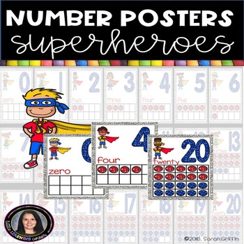 Preview of Superhero Number Posters to 20