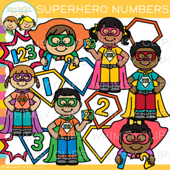 Preview of Superhero Numbers for Math Clip Art