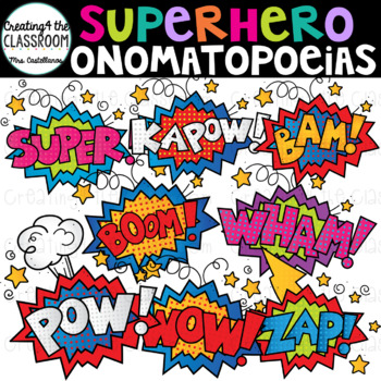 Preview of Superhero Onomatopoeia Clip Art {Superhero Clip Art}
