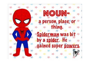 Preview of Superhero Parts of Speech Anchor Charts