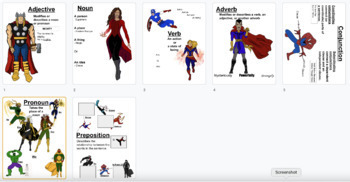 Preview of Superhero Parts of Speech Posters