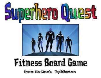Preview of Superhero Quest Lifesize Fitness Board Game for PE - Kid approved!