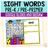 Superhero Sight Words Pre-Primer / Pre-K - Google Slides & Seesaw