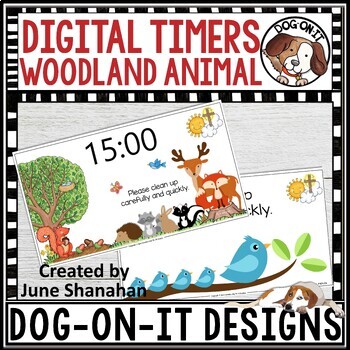 Preview of Woodland Animals Digital Classroom Slides with Timers Christian