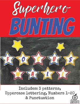Preview of Superhero Star Themed Bunting Mega Pack-(Alphabet, Numbers, and More)