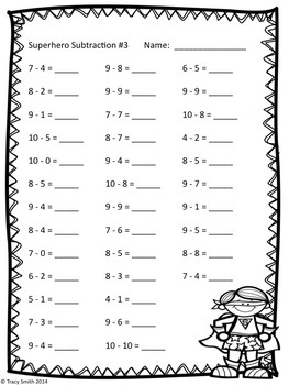 Superhero Subtraction - Facts to 10 - No Prep - Grades K-3 | TpT