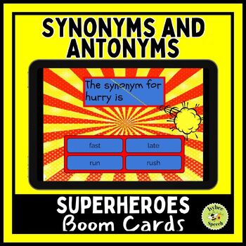 Preview of Superhero Synonyms and Antonyms Boom Cards