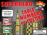 Superhero Table Numbers/Colors