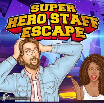 Preview of Superhero Staff, Teacher Escape Room, Teacher Digital Escape, Play with one link