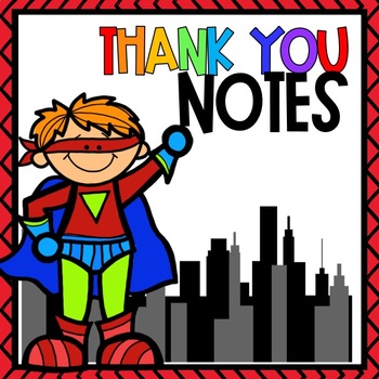 Chalk Bunting Superhero Party Thank You Cards