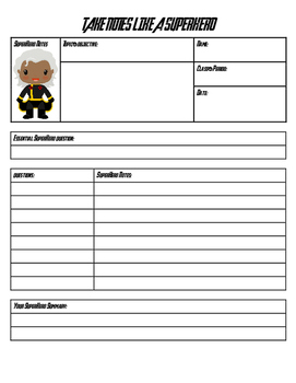 Preview of Superhero Theme AVID Cornell Note Taking Templates Marvel X-Men