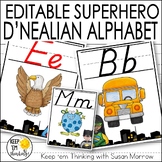 Superhero Theme Alphabet Posters - D'Nealian Font: Superhe