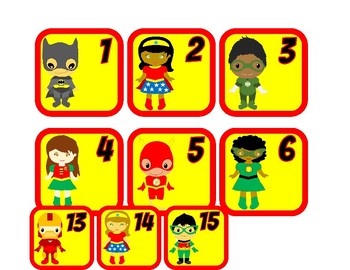 Preview of Superhero Theme Calendar Numbers and Months