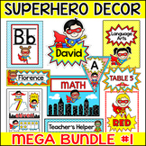 Superhero Theme Classroom Decor Bundle 1 - Name Tags, Jobs