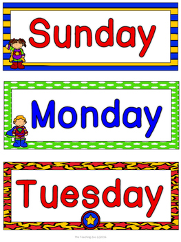 Superhero Theme Days of the Week by Special Education Clubhouse | TPT