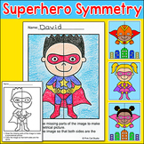 Superhero Theme Lines of Symmetry Activity - Fun End of Year Math Art Worksheets