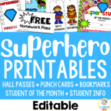 Superhero Theme Printables: Hall Pass, Punch Cards, Awards