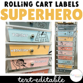 Superhero Theme Rolling Cart Labels | EDITABLE