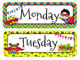 Superhero Themed Calendar Headers l Months and Days of the Week