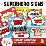 Superhero Themed Classroom Signs EDITABLE | Bulletin Board