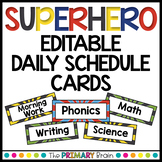 Superhero Themed Editable Daily Schedule Cards