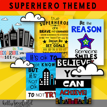 Superhero Themed Motivational Posters by Kelly Benefield | TpT