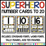 Superhero Themed Number Card Posters from 1-20