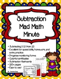 Superhero Themed Subtracting from 20  Mad Math Minute