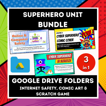 Preview of Superhero Unit- Online Safety, Comic Art & Scratch Game BUNDLE!