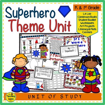 Preview of Superhero Unit:  Literacy & Math Centers & Activities