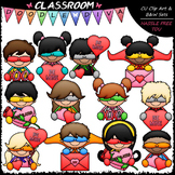 Super Valentine Topper Kids - Clip Art & B&W Set