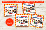 Superhero Valentine's Day Cards Editable Printable