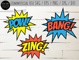 Superhero Word Bubbles 3 Pack Cut Files and Clip-Art: SVG,