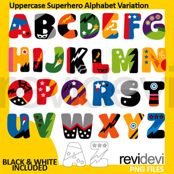Preview of Superhero alphabet clipart / Uppercase Superhero Alphabet Variation