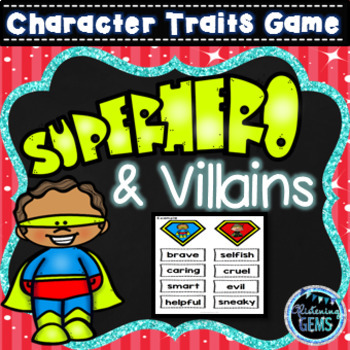Preview of Superhero and Villain Character Traits Activity | Character Traits Game