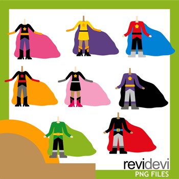 Preview of Superhero body clipart with big cape. Back to school, Inclusion graphics