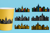 Superhero city skyline buildings clip art
