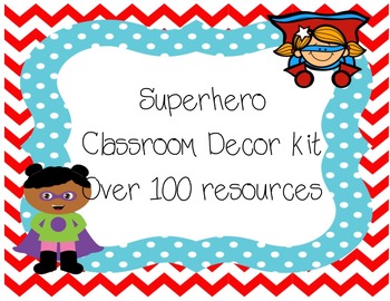 Preview of Superhero classroom decor kit ( hall pass freebie)
