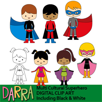 Preview of Superhero clipart - Multi Cultural Superhero clip art