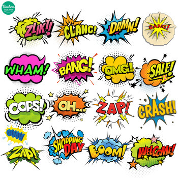 Superhero clipart Printables,comic book clip art,Speech Bubble Clipart