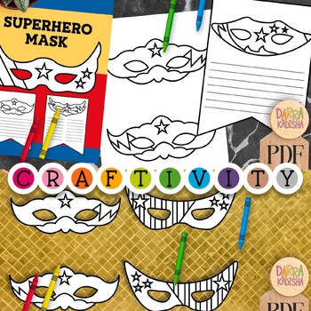 Preview of Superhero craft activities - DIY party masks and writing pages