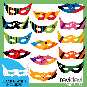 Preview of Superhero masks clip art for Halloween Party