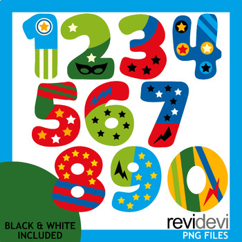 Preview of Superhero numbers clip art