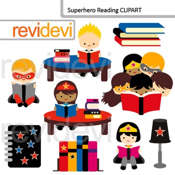 Preview of Superhero reading clip art