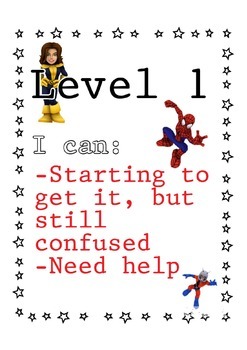 Preview of Superhero themed Levels of Understanding posters