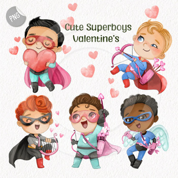 Preview of Superhero valentine's Clipart, Boy Super Heroes clipart